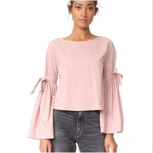 FREE PEOPLE Bell Sleeve Tie Back Pinko Top